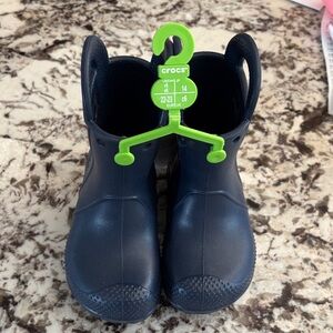 CROCS Kids Navy Blue Rain Boots